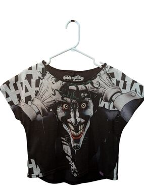 DC Comics Joker Graphic Tee Crop Top - Black, White, Green